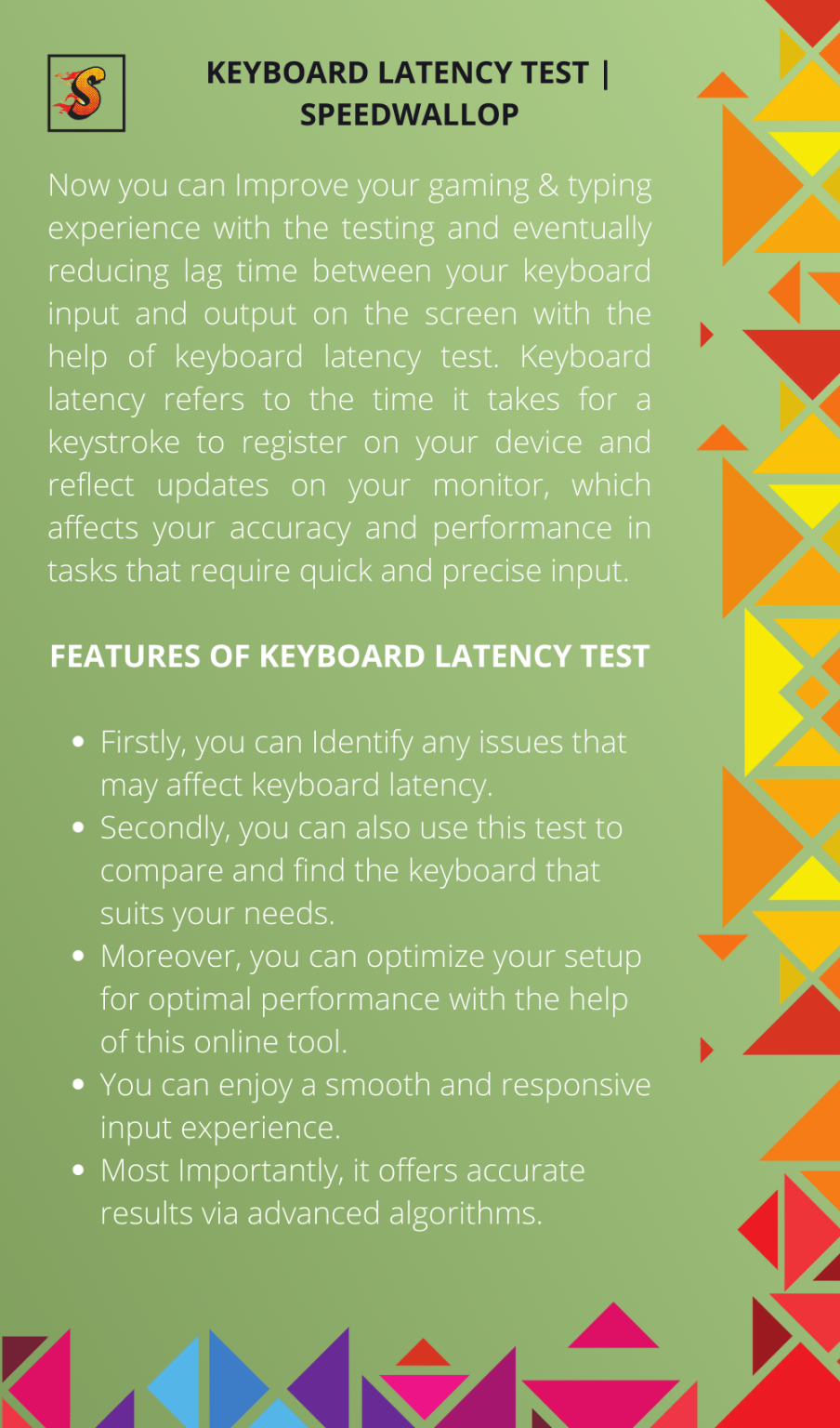 Keyboard keys latency test speedwallop
