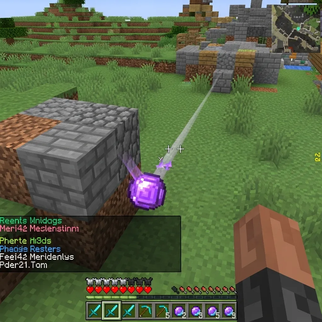A screenshot of a competitive Minecraft player recording their screen and highlighting the moment their Ender Pearl landed incorrectly.