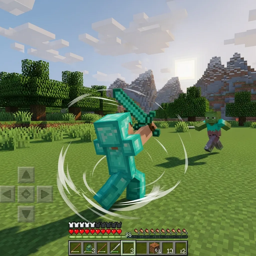 Minecraft player quickly turning 180 degrees to strike an advancing enemy who is caught sprinting