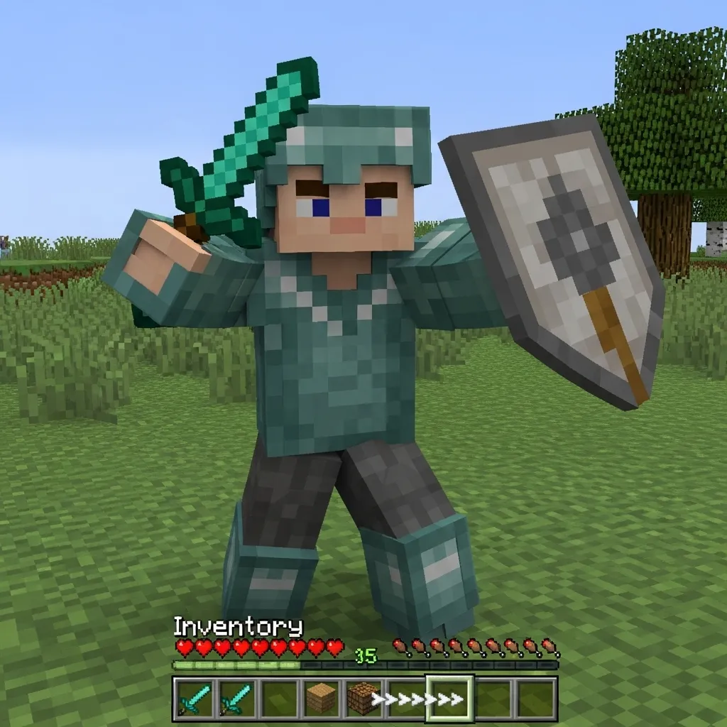 Minecraft PvP player performing a rapid shield inventory swap simple very basic