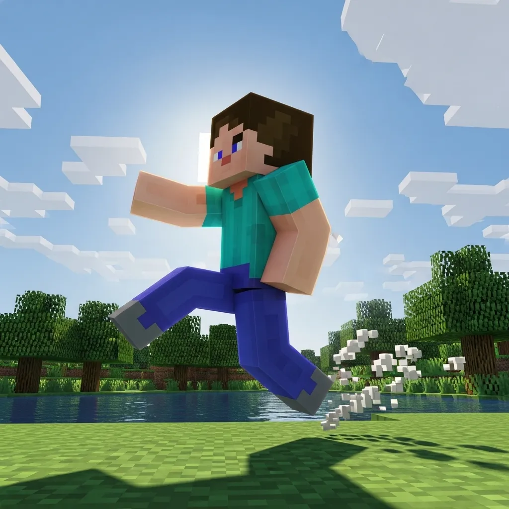 A Minecraft player character shown mid-air stopping instantly after changing movement direction