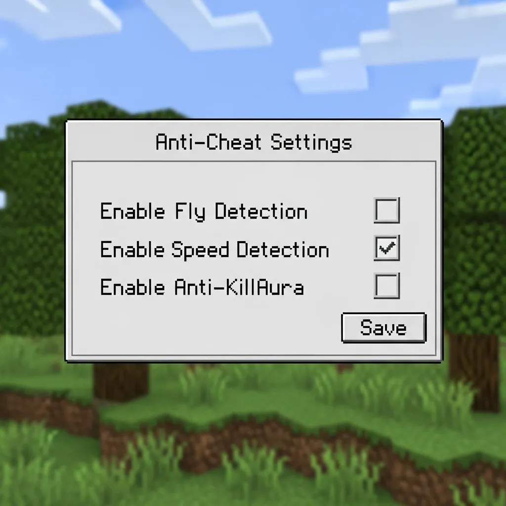 Interface screenshot of a Bedrock anti-cheat behavior pack settings menu, very basic limited text